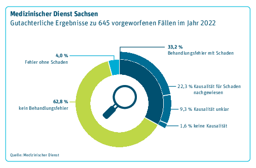 Grafik zu gutachterlichen Ergebnissen der insgesamt 645 vorgeworfenen Fällen im Jahr 2022