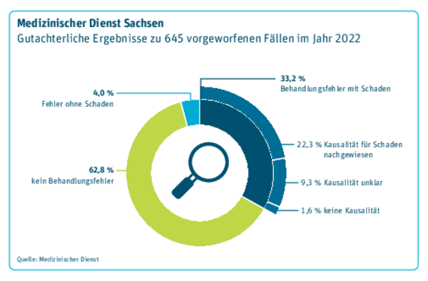 Grafik zu gutachterlichen Ergebnissen der insgesamt 645 vorgeworfenen Fällen im Jahr 2022