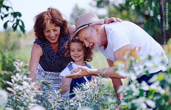 Großeltern mit Enkelkind der Natur